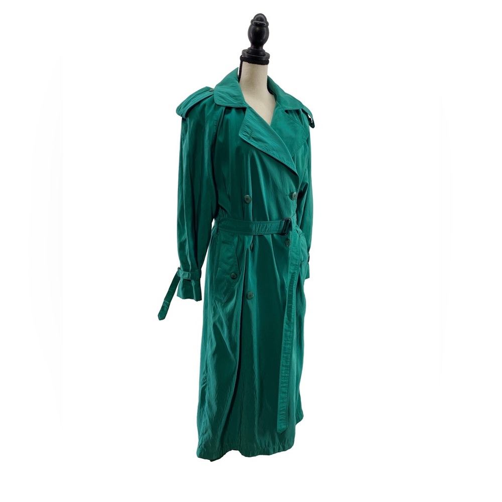 FORCASTER of BOSTON Women's Fully Lined Long Classic Belted Teal Trench Coat-7/8 - Picture 1 of 16
